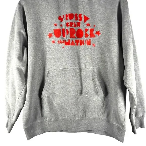 Stussy Vintage 90’s Uprock The Nation Hooded Sweatshirt Men’s S - Streetwear Emo - Picture 10 of 15